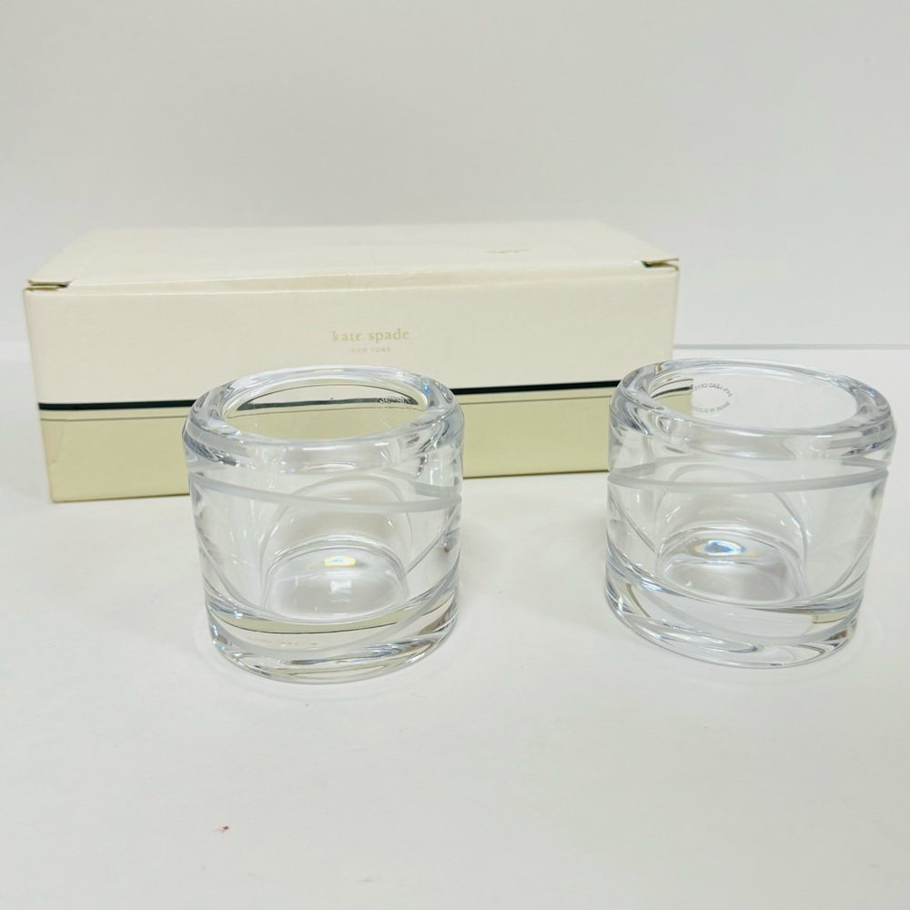 Kate Spade James Lane Votive Candle Set Full Lead Crystal Made in Slovenia